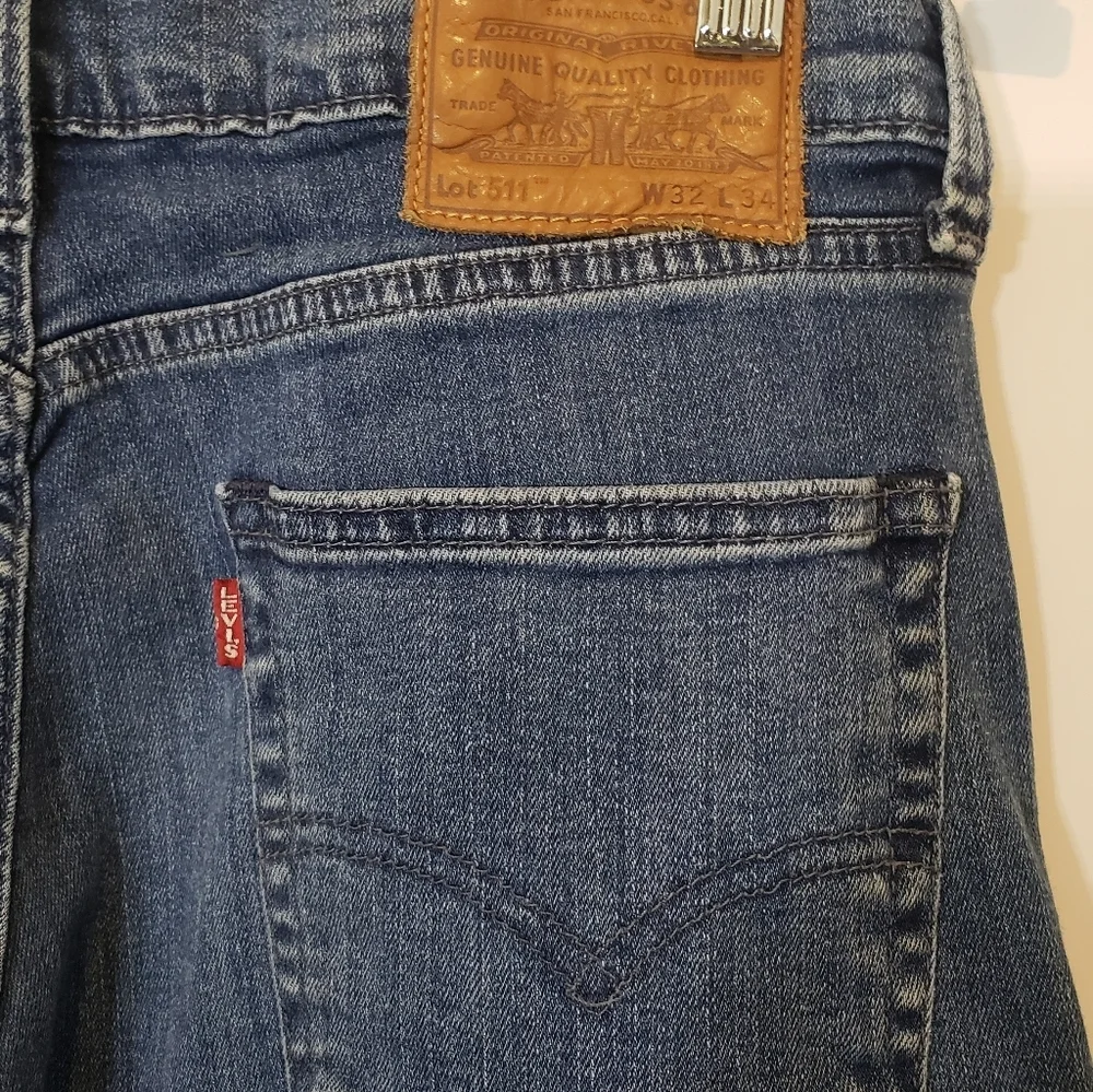 Levi's 511 Big E Slim Fit Mid Rise Stretch 32 x 31.5 REAL SIZE Vintage